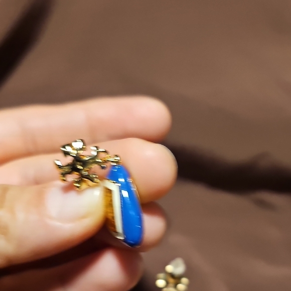 Tory Burch Blue and Gold Earrings - Picture 4 of 4